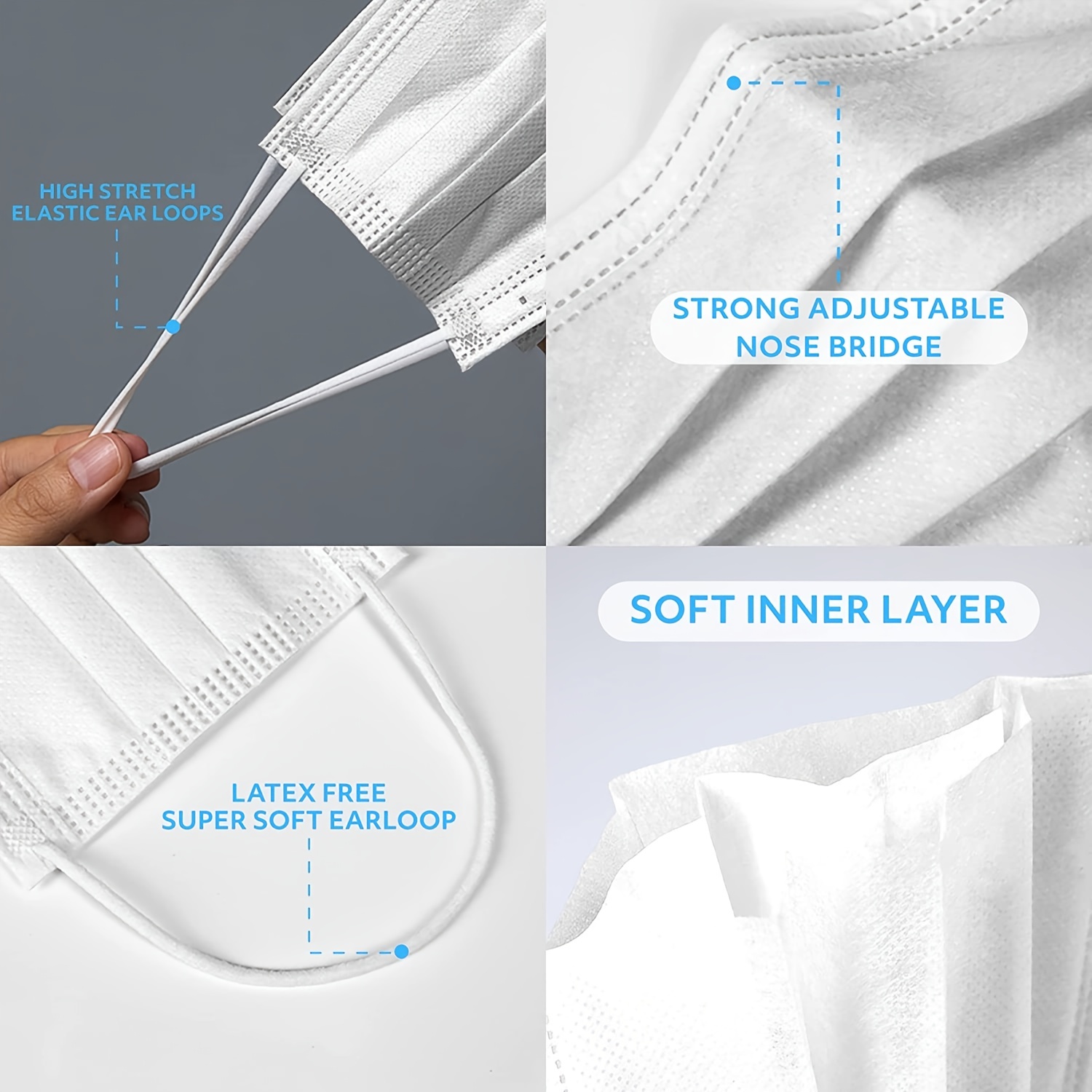 50/100Pcs Disposable Mask for  - Disposable Mask Blue review and price