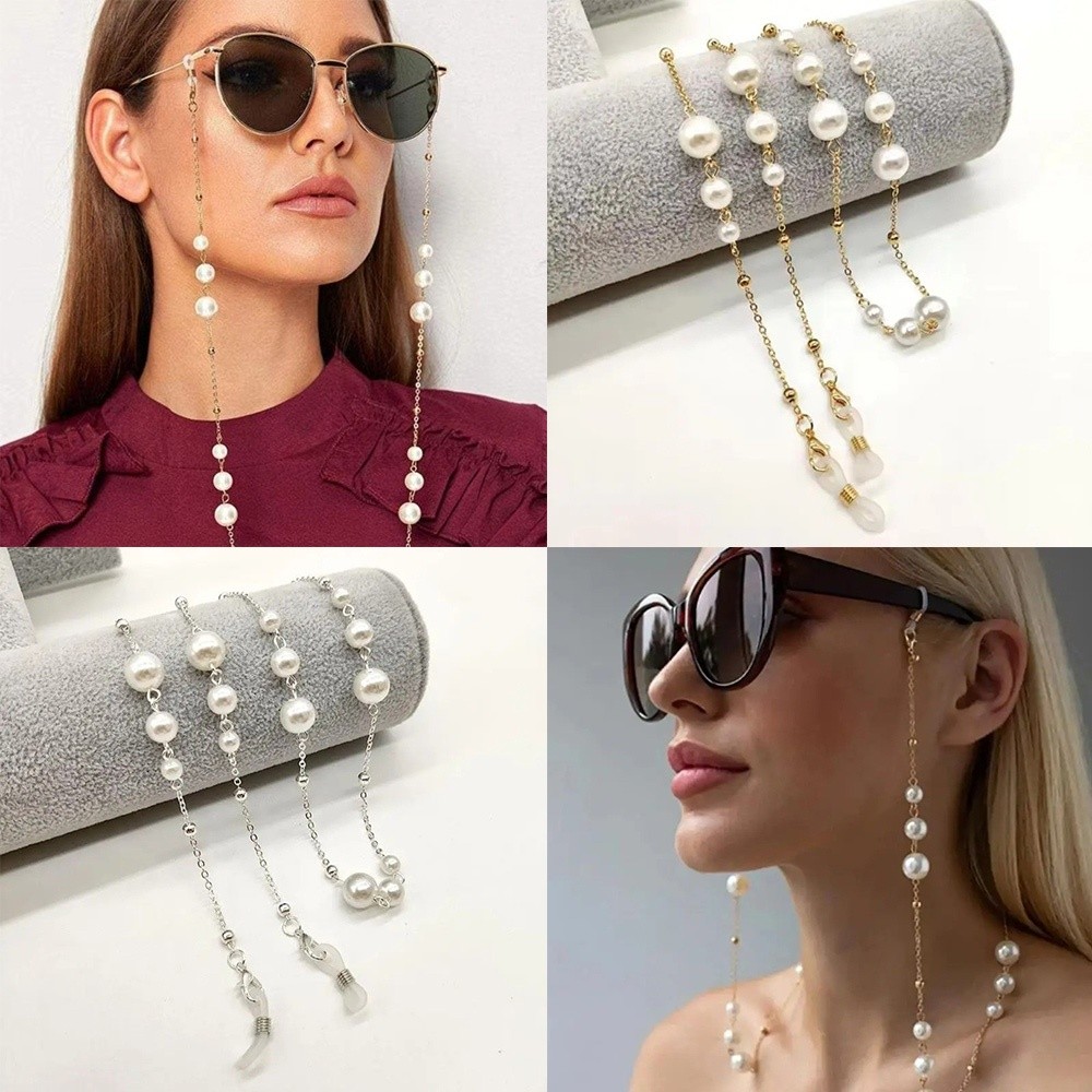Trendy Pearl Beaded Sunglass C - Mask Lanyard Adjustable review and price
